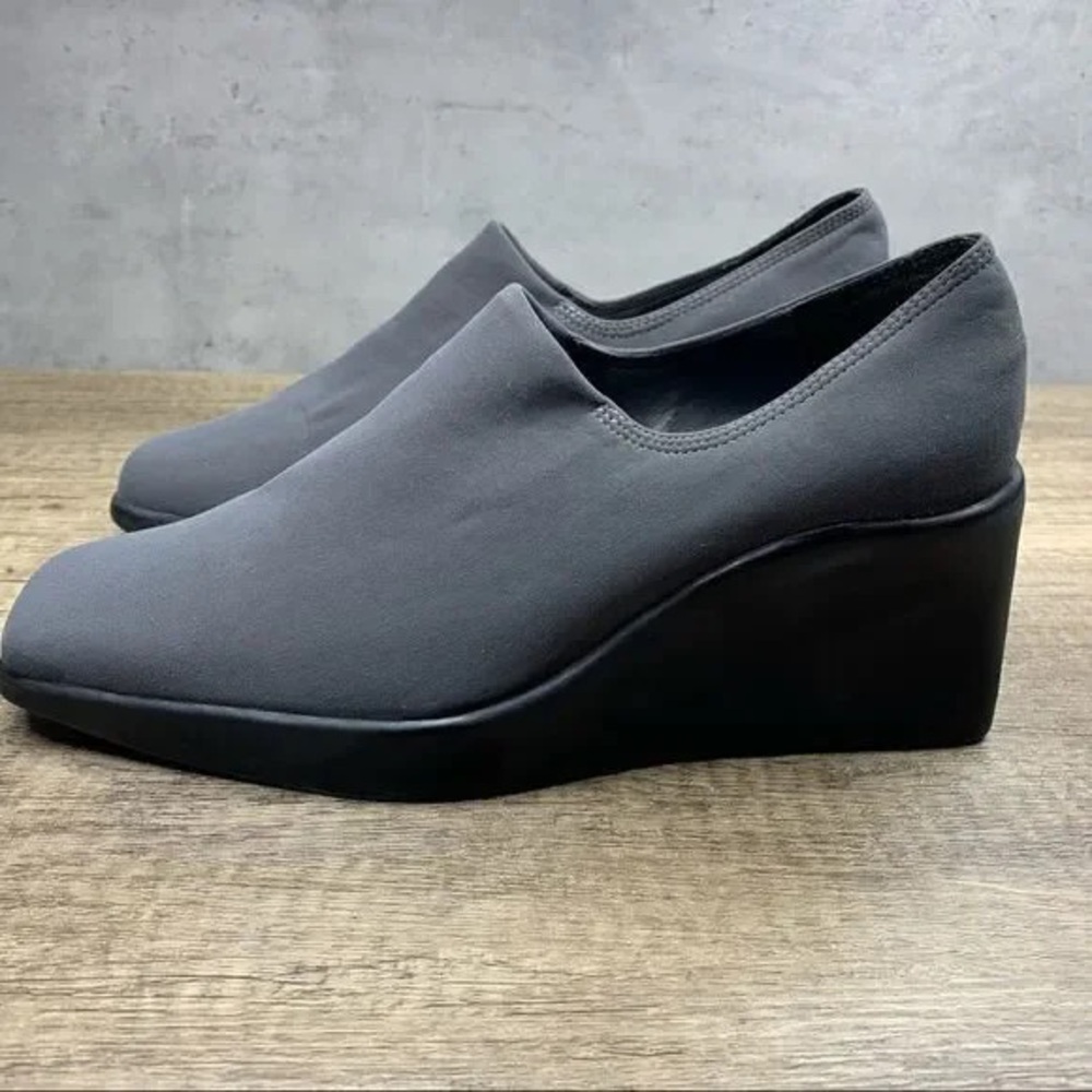 Gray Wedge Slip-On Shoes